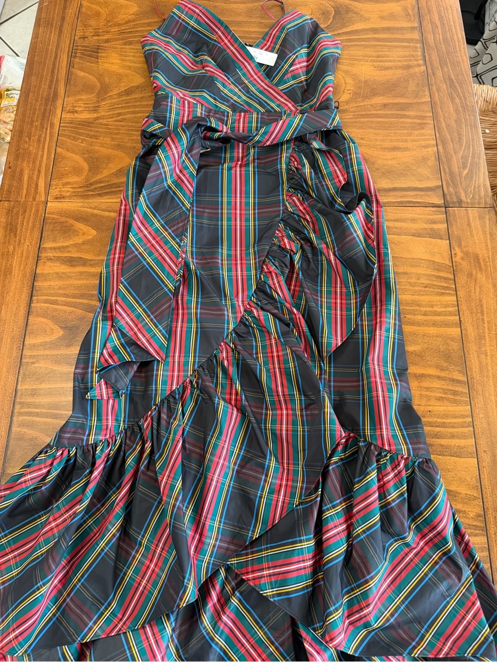 J.Crew Womens Size 6 Plaid Tartan Ruffle Wrap Dress NWT Holiday Party